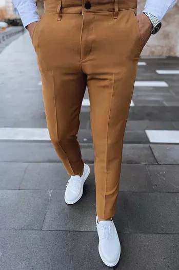 Férfi egyszínű camel chinos nadrág Dstreet UX3974