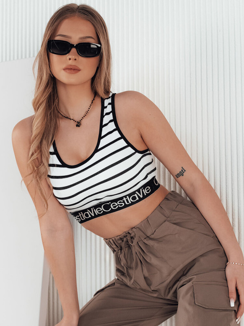 Női csíkos top SUNSEL fehér Dstreet RY2417
