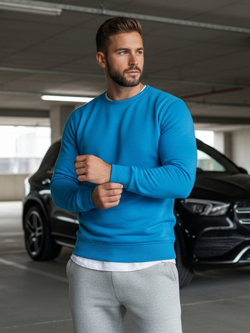 Férfi pulcsi kapucni nélkül kék Dstreet BX4386