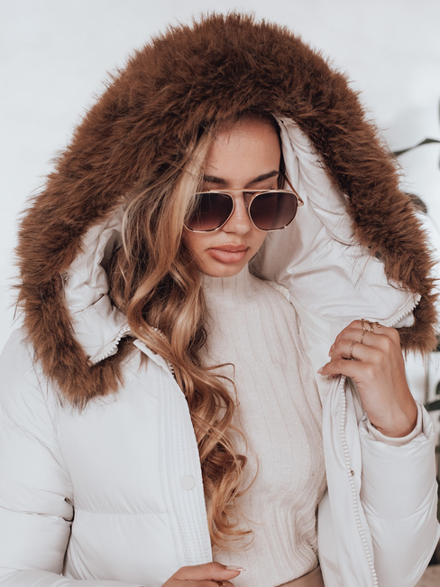 Női steppelt téli kabát szőrmével STYLEBELLA fehér Dstreet TY4610