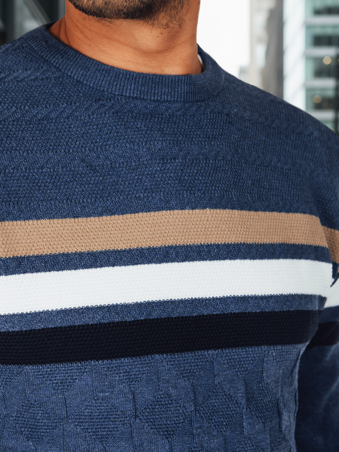 Férfi csíkos kék pulóver Dstreet WX2336