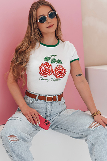 Női flitteres póló ROSAWIS fehér Dstreet RY2845