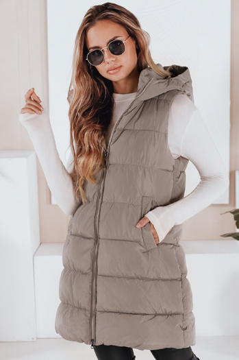 Női steppelt mellény BRITA bézs színben Dstreet TY3267