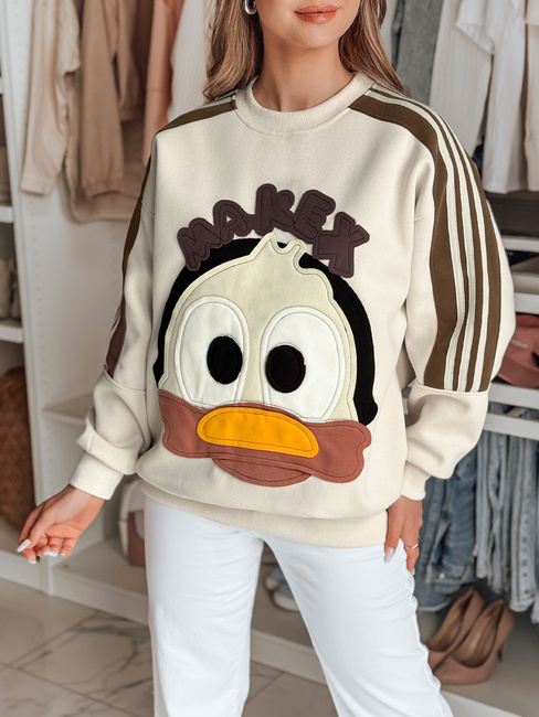 Női oversize melegítőfelső foltokkal CUTE MAKEX bézs Dstreet BY1492