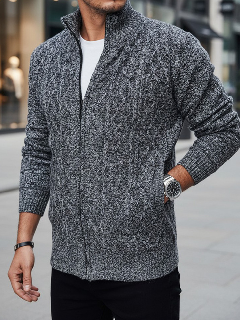 Férfi kigombolt szürke pulóver Dstreet WX2251z