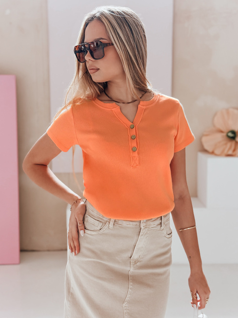 Női egyméretű bordázott blúz KISS LOOK narancssárga Dstreet RY2840