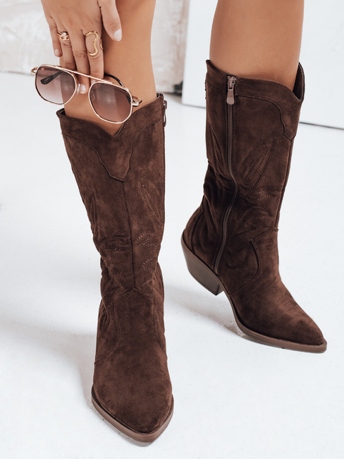 Női szarvasbőr cowboy csizma barna Dstreet ZY1160 ZY1160