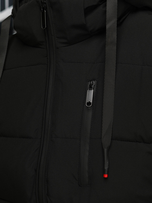 Férfi steppelt téli kabát kapucnival fekete Dstreet TX5117