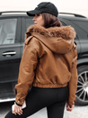 Női bőrdzseki szőrmével SOFTREBEL barna Dstreet TY4761 Dstreet TY4761