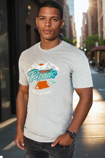 Férfi nyomtatott szürke póló Dstreet RX5401