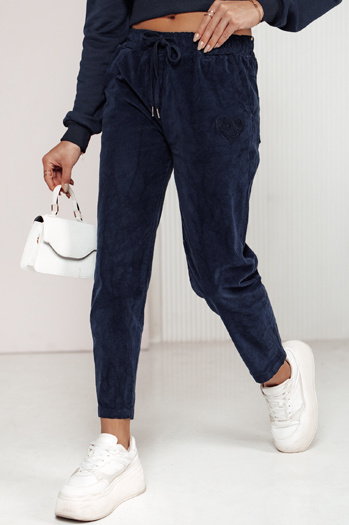 Női alkalmi egyméretű nadrág VELVITO kordbársony tengerészkék Dstreet UY2288