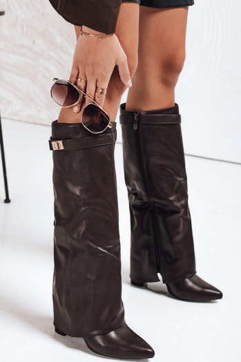 Női sarkú csizma barna Dstreet ZY1118 ZY1118