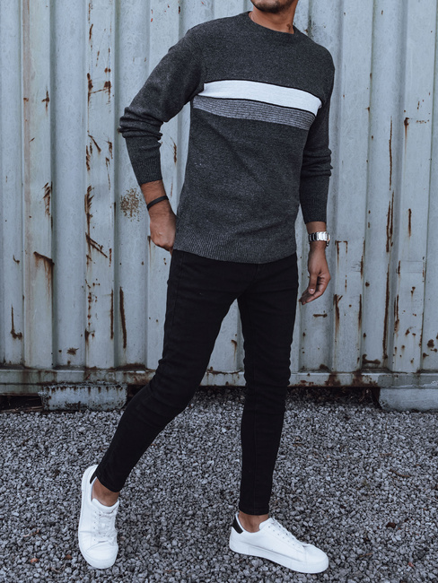 Férfi sötétszürke pulóver Dstreet WX2210