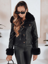 Női bőr ramones dzseki szőrmével fekete Dstreet TY5207