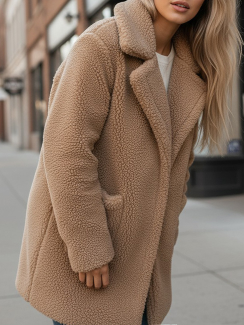 Női teddy szőrme téli kabát bézs Dstreet NY0757z