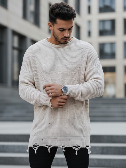 Férfi téli pulóver Szín Bézs DSTREET WX1965