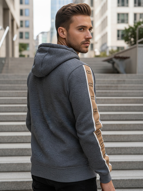 Férfi kapucnis pulóver sötétszürke Dstreet BX5936