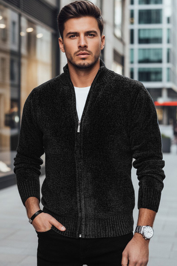 Férfi kigombolt pulóver fekete Dstreet WX2232