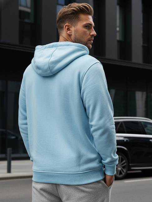 Nyitható férfi pulcsi kapucnival világoskék színben Dstreet BX4246