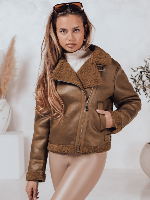 Női SOFTSTILL szarvasbőr kabát camel báránybőrrel Dstreet TY4747 TY4747