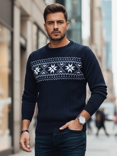 Férfi sötétkék pulóver Dstreet WX2277