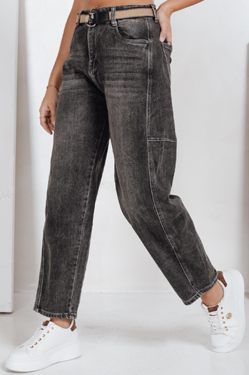 Női széles szárú farmer övvel fekete Dstreet UY2744 UY2744