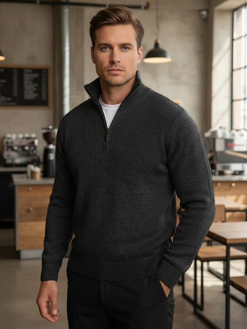 Férfi álló pulóver, szigetelt grafit Dstreet WX2354