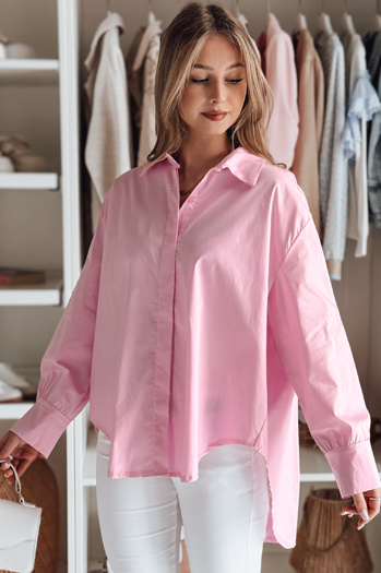Női oversize ing hosszabb háttal BLUOSIZE rózsaszín Dstreet DY0459