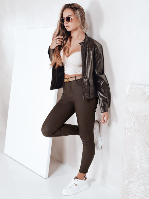 Női viaszolt barna nadrág Dstreet UY2763