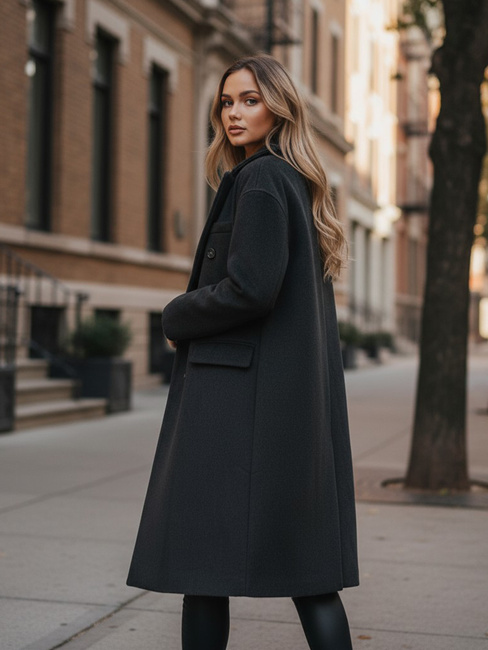 Női télikabát hosszú oversize fekete Dstreet NY0765z