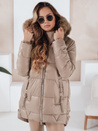 Női télikabát NORINA steppelt szőrmével camel Dstreet TY5056