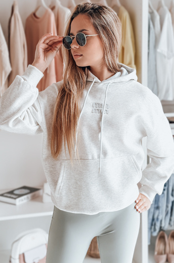 Női oversize kapucnis pulóver MINMIN LOVE szürke Dstreet BY1496