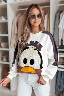 Női oversize melegítőfelső foltokkal CUTE MAKEX fehér Dstreet BY1491