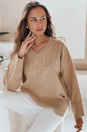 amski V-nyakú pulóver VERALIA camel Dstreet MY2518