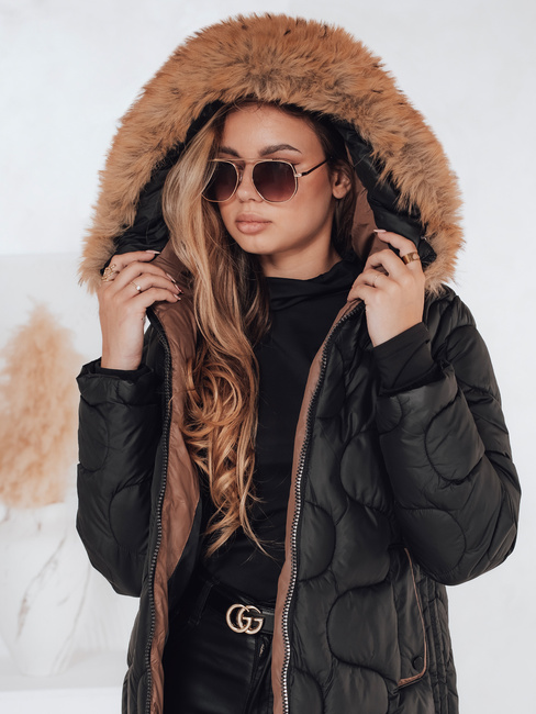 Női télikabát VIRELIA steppelt kapucnival fekete Dstreet TY4937