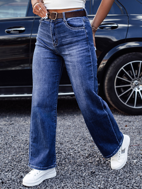 Női RETROFIT baggy farmer nadrág övvel szett kék színben Dstreet UY2233