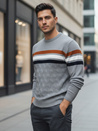 Férfi csíkos szürke pulóver Dstreet WX2335
