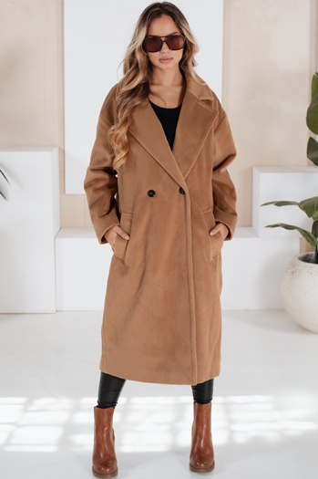 Női átmeneti oversize barna kabát Dstreet NY0767