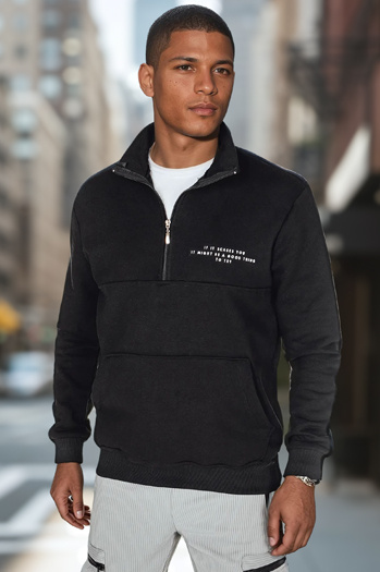 Férfi nyomtatott pulóver fekete Dstreet BX5887