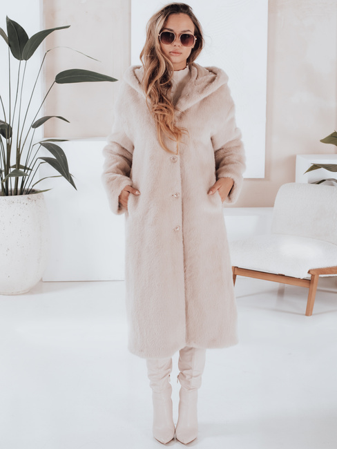 HELLOCHIC női szőrmebunda hosszú bézs Dstreet TY4987
