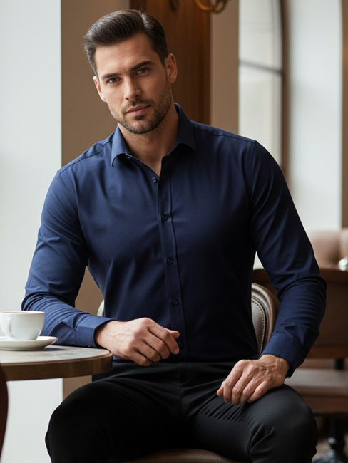 Férfi elegáns sötétkék ing Dstreet DX2477