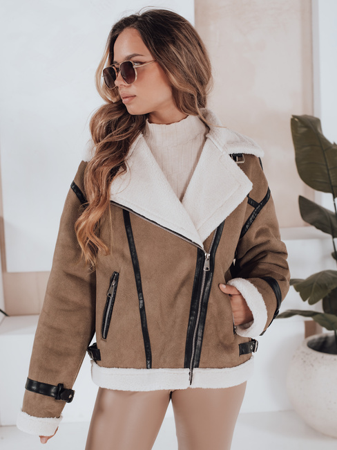 Női báránybőr dzseki barna Dstreet TY5124