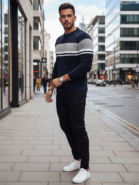 Férfi sötétkék pulóver Dstreet WX2244z