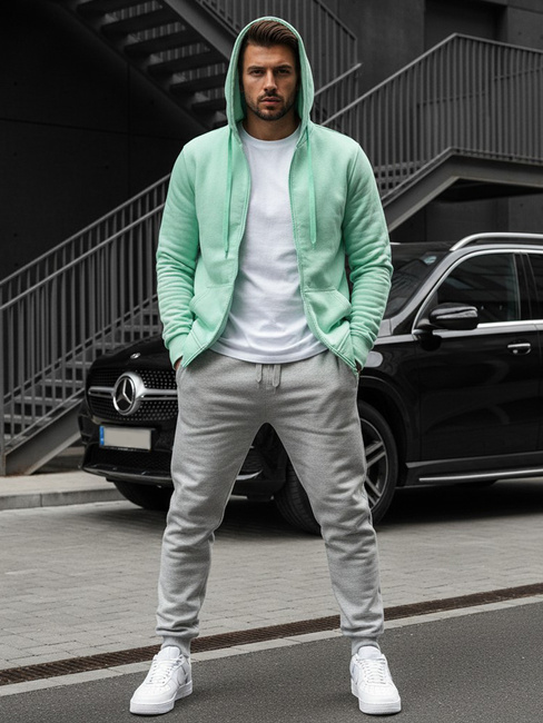 Mentás színű férfi pulcsi kapucnival Dstreet BX5231