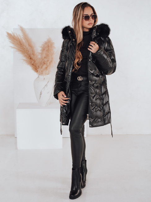 Női télikabát CASSERIE steppelt kapucnival fekete Dstreet TY4924 Dstreet TY4924