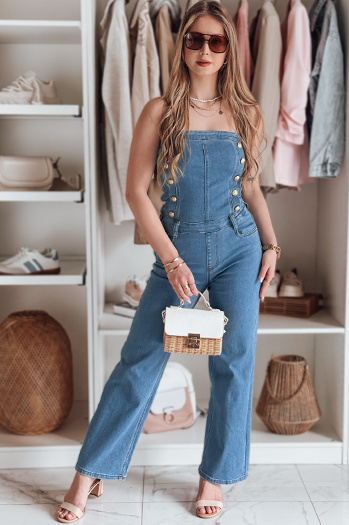 Női farmer overall fűzős GORSETTA kék Dstreet EY2588