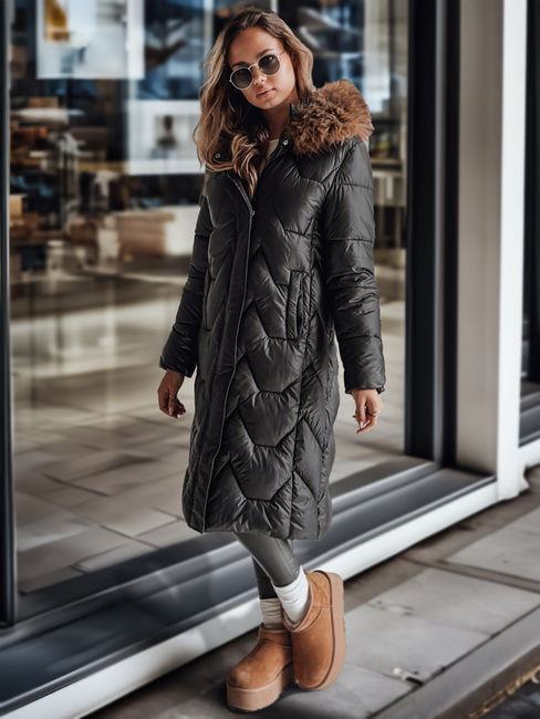 Női steppelt hosszú dzseki WINTERACT fekete Dstreet TY4778