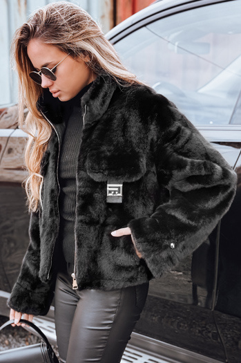 Női szőrme rövid fekete Dstreet TY5249