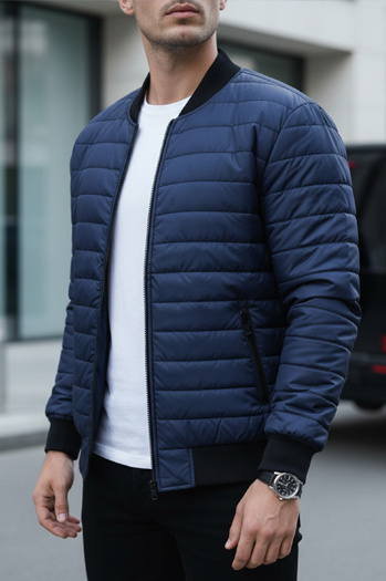 Férfi steppelt bomber kabát sötétkék Dstreet TX4419