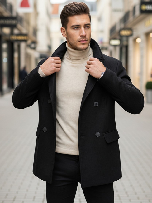 Férfi kétsoros kabát Szín Fekete DSTREET CX0433